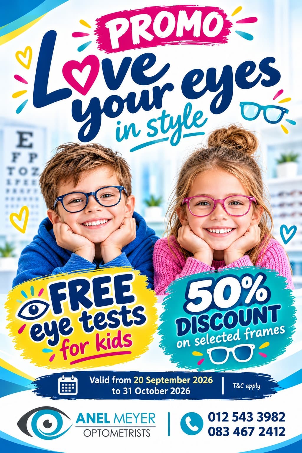 This Month's Special: free single vision lenses with qualifying frame purchase, or 20% off a frame and lens combo